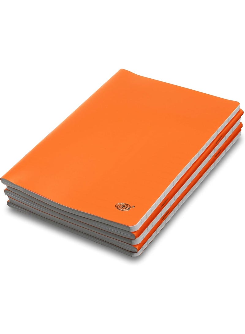 FIS Notebook, A5 Size(148x210mm), PP Soft Cover Materials, Stong Binding Wire, 80 Sheets, Single Line Ruling, Rounded Corners, Packet of 5 Pieces, Neon Orange Cover Design-FSNBA5SLPPNOR - Image 1